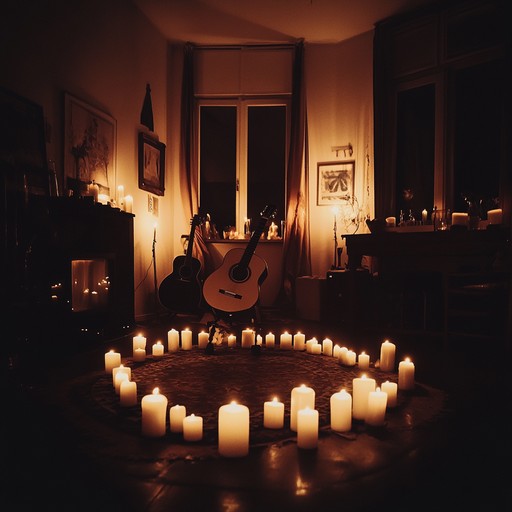 A tranquil yet intense metal piece that combines acoustic guitar with gentle electric riffs, creating an intimate atmosphere. Encapsulated in serene darkness, it evokes a sense of personal reflection and emotional depth, blending delicate melodies with powerful undercurrents to convey a poignant experience.