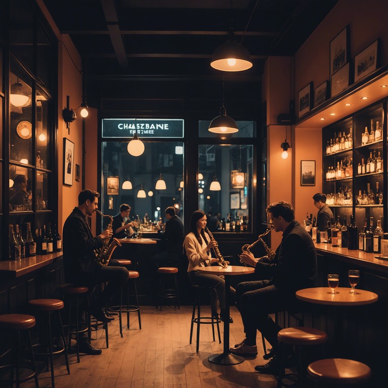 Imagine sitting in a dimly lit jazz bar, the saxophonist playing soulful melodies that perfectly blend swing and blues, engaging the audience in a musically rich journey into the night.