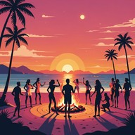 tropical beats, vibrant sunset celebration