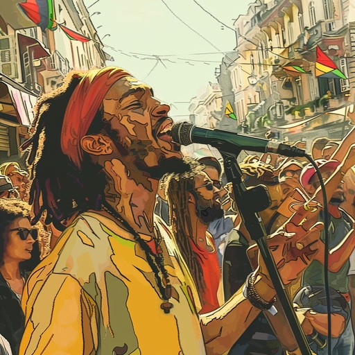 A driving reggae anthem, featuring rich basslines and energetic guitar skanks, designed to inspire acts of rebellion and courage. The rhythmic pulse propels the listener toward action, while the offbeat chords emphasize the urgency of the message, making it perfect for revolutionary contexts.