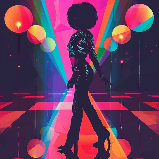 Lively and energetic disco instrumental track featuring a prominent bassline, syncopated rhythm guitar, and punctuated horn stabs. The arrangement is layered with shimmering string passages, creating a vibrant and danceable atmosphere reminiscent of the iconic disco era.