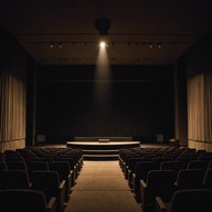 elegant piano melody in an empty auditorium