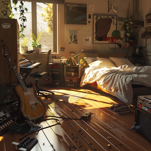 Create an uplifting bedroom pop track that captures the spirit of triumph and victory. Incorporate shimmering synths, lush guitars, and gentle percussion to evoke a dreamy atmosphere. Layer melodies that gradually build, reflecting a sense of achievement and celebration.