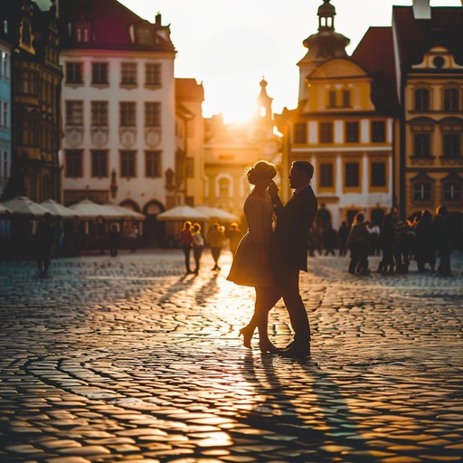 This melody captures the essence of a bustling old market square as the sun sets, filled with the laughter and chatter of the jovial crowd, intertwining traditional klezmer rhythms with contemporary influences, creating an uplifting and festive atmosphere