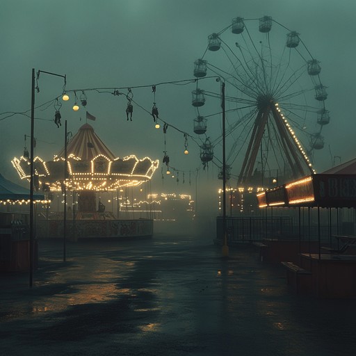 An instrumental piece that evokes the chilling atmosphere of an abandoned carnival at night, featuring ghostly calliope sounds and a waltz rhythm that is both enchanting and unsettling.