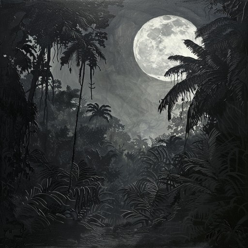 Imagine eerie steel drums resonating through a moonlit tropical landscape where shadows cast a foreboding presence, blending beauty with an unsettling aura.