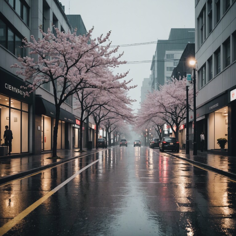 A serene, thoughtful song that captures the mood of a quiet evening in tokyo as rain softly falls. This instrumental piece uses minimalistic strokes to sketch an emotional, introspective atmosphere, focusing on the subtle beauty of a rain soaked city.