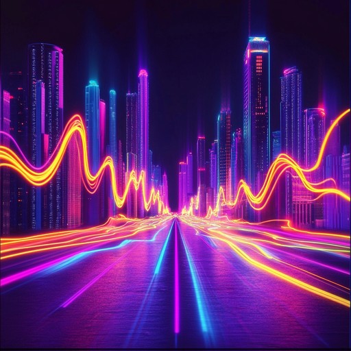 An energetic instrumental blending bold new wave elements with dynamic synthesizers and rhythmic basslines, creating a vibrant soundscape reminiscent of neon lit city nights.