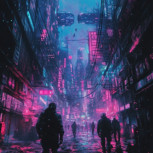 A menacing sonic journey through a dystopian urban sprawl, shimmering with neon lights and haunted by synthesized spirits. Eerie, mechanical, and relentless, the track embodies the underbelly of a cyberpunk metropolis where hope is fleeting and shadows rule.