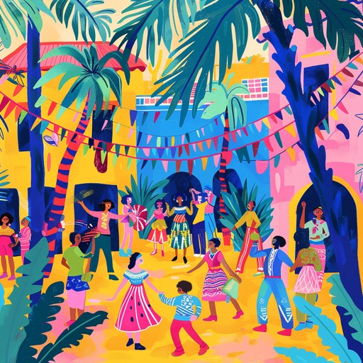 This piece captures the essence of a euphoric cumbia dancefloor, featuring leading saxophone melodies propelled by upbeat rhythms and joyful percussion, ensuring an immersive and ecstatic experience.