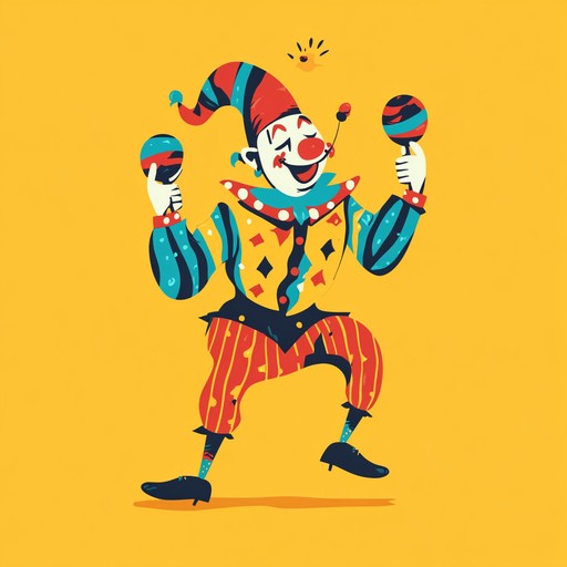 An instrumental salsa piece featuring lively percussion and playful horn sections, creating a whimsical and energetic atmosphere that evokes images of a clumsy clown dancing salsa steps.