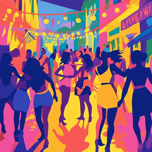 An instrumental track that blends upbeat latin percussion with groovy basslines and lively horns, creating a festive atmosphere reminiscent of a warm evening in a bustling latin city.