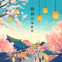 an uplifting instrumental capturing festive anime festival atmosphere with joy.