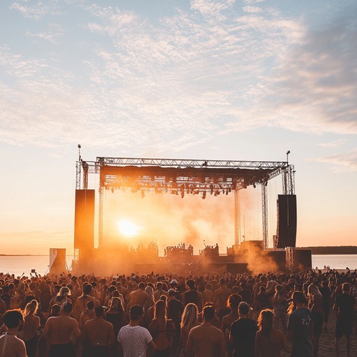 A high energy track that captures the essence of a sunrise festival at the beach, featuring driving beats, uplifting synthesizer melodies, and euphoric drops. This instrumental edm anthem will make listeners feel the warm sun rising and the infectious energy of a crowd ready to dance.