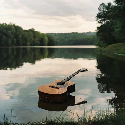 A thoughtful mixture of gentle acoustic guitar harmonies, intertwined with ambient electronic whispers and natural field recordings, creating a somber, reflective musical journey.