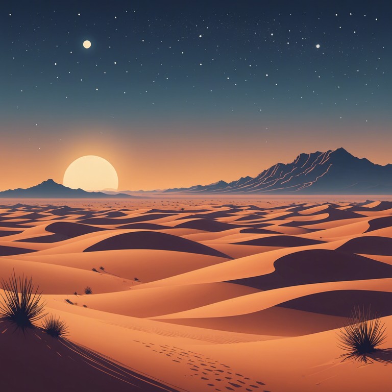 An instrumental piece that intertwines layers of ethereal flute melodies, simulating a soothing, mystical journey across a vast desert under a starlit sky. Each note captures the spirit of solitude and peace of the sands, inspiring a sense of deep contemplation and wonder.