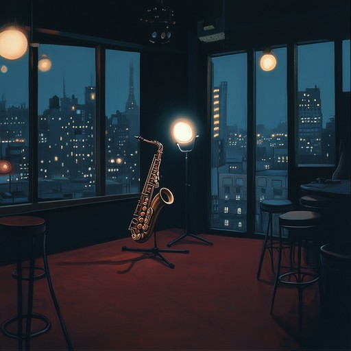 A smooth saxophone leads a gentle jazz composition that captures the feeling of walking alone under city lights, immersed in thoughts and memories, embracing the quiet solitude of the night.