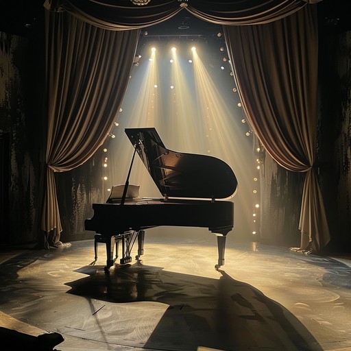 Step into an eerie cabaret where suspense and mystery mingle under dim lights. The piano leads, accompanied by a dramatic ensemble of strings and haunting percussions, creating an atmosphere of dark elegance and gripping intensity.