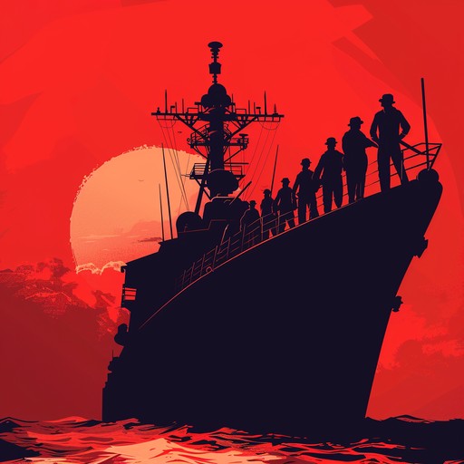 A vibrant and groovy instrumental piece inspired by the russian navy, featuring upbeat marching rhythms, brass sections, and traditional russian folk melodies. The tune captures the spirit of adventure, pride, and camaraderie among sailors, blending modern groovy beats with historical maritime influences, creating an energetic and dynamic musical experience.