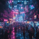 energetic beats dance through neon lit streets