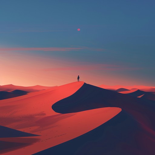 A haunting instrumental piece, evoking the eerie isolation of being lost in a vast desert. Atmospheric layers of sound, characterized by ethereal guitar lines and echoing effects, create a deeply immersive experience that draws the listener into a world of solitude and contemplation. The slow, introspective dynamics ebb and flow like drifting sand dunes under a scorching sun.