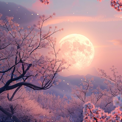 A calming instrumental featuring a delicate piano melody set against a serene atmospheric backdrop, evoking the beauty and tranquility of a moonlit cherry blossom scene. Gentle ambient sounds enhance the soothing nature of the piece, making it perfect for relaxation or peaceful reflection.