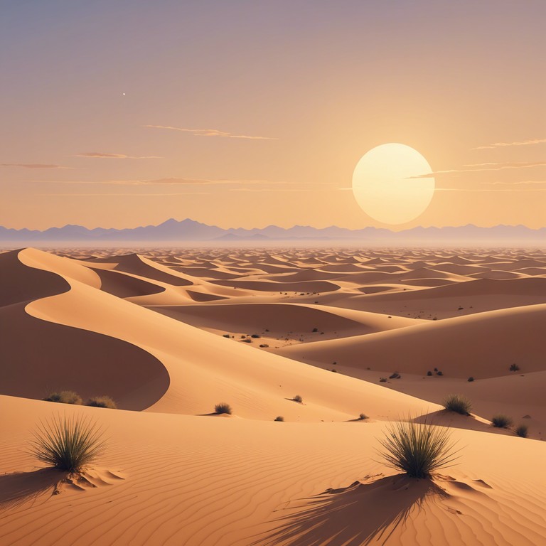 This track is an evocative morning serenade that captures the essence of dawn in the desert, featuring a blend of traditional middle eastern melodies and modern ambient sounds. The music is designed to evoke a sense of hope and new beginnings as the first light touches the sand. It combines authentic middle eastern instruments with ambient synthesizers to create a soundspace that feels ethereal and grounded at the same time.