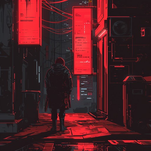 Imagine yourself walking down the neon-lit streets of a sprawling metropolis, the pulsing beat of the city's underbelly guiding your every step. This instrumental electro track captures the essence of a cyberpunk world, with its deep, rumbling basslines, glitchy synths, and haunting melodies. The rhythm is relentless, driving the song forward with an almost hypnotic intensity. Hints of industrial noise and distorted samples add to the gritty, futuristic atmosphere, while the occasional moment of eerie calm serves to heighten the overall sense of unease. This is the perfect soundtrack for exploring the dark, dangerous corners of a tech-noir universe