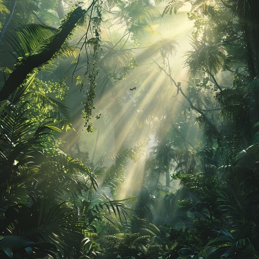 A mesmerizing melody that evokes the mysterious and ethereal ambiance of a hidden rainforest, combining nature sounds with a haunting flute to create a whimsical and otherworldly experience.