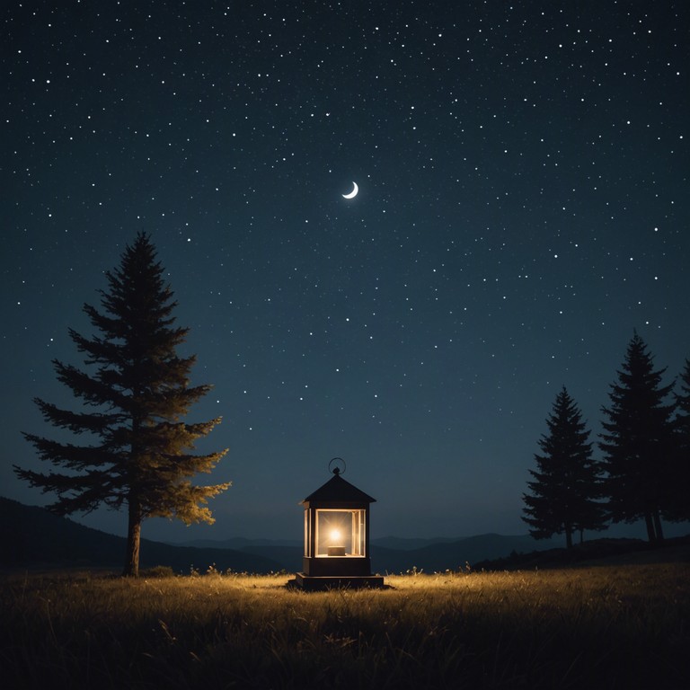 Let yourself drift away with the soft, reverberating tones of a solo music box, playing under the starlit sky. Each note drops like a gentle whisper into the vast, peaceful silence of an enchanted evening, offering a gentle caress to the ears and soul, creating a soothing, otherworldly auditory experience.