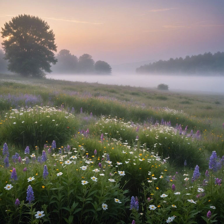 An acoustic piece that mirrors the quietude of dawn with a soft rain lightly tapping at the window, while a gentle guitar plays a soothing melody to start the day with a sense of calm and mindfulness.