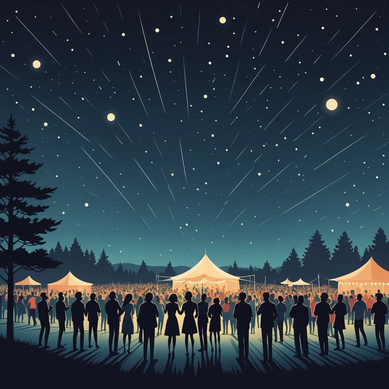 Capture the essence of a festive night at a vibrant carnival, where the music brings together people of all ages in dance and joy