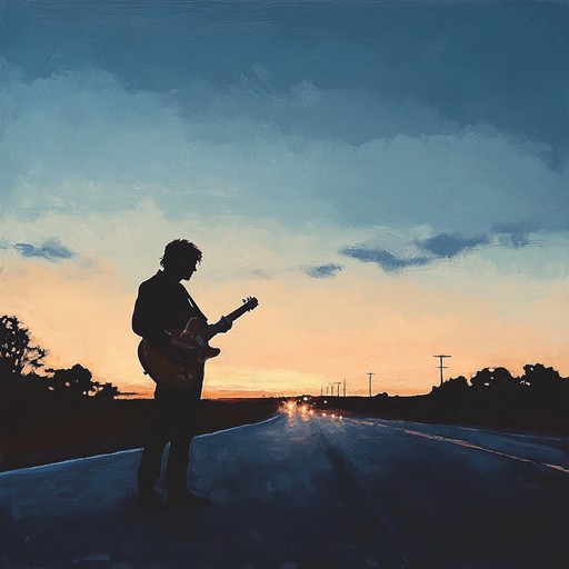 A blues guitar echoing with nostalgic melancholy, the soulful riffs painting vivid memories of past journeys along the highway. A perfect late night soundtrack for introspection and emotional connection