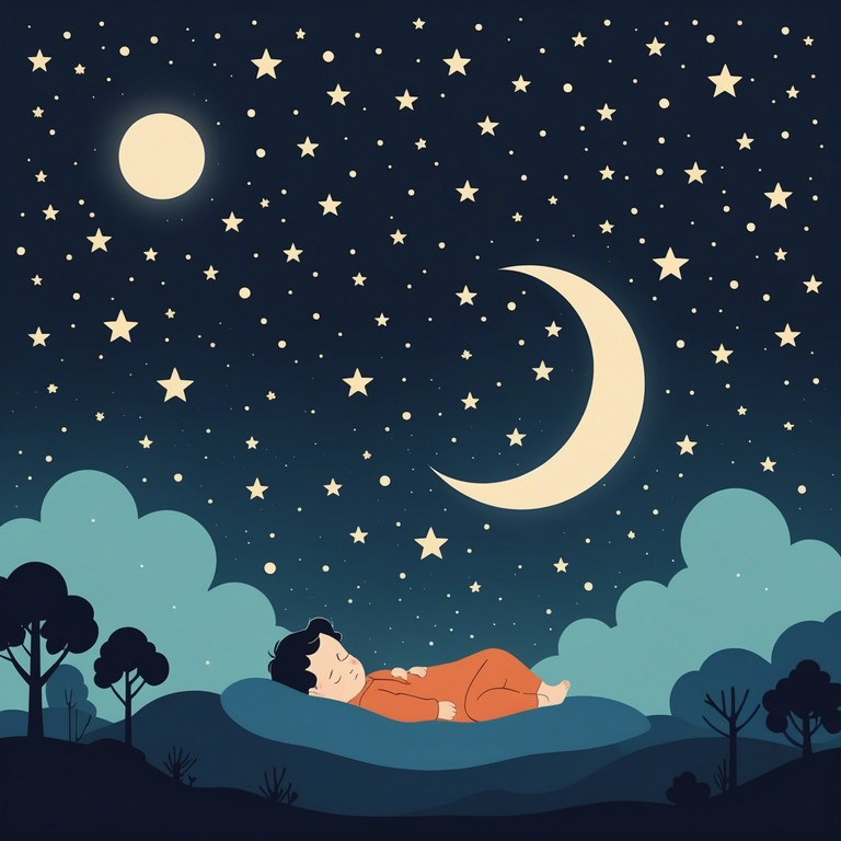 This composition drifts like a gentle breeze through a mystical landscape, providing an aural backdrop to dreams under twinkling stars. It melds soft instrumental sounds with a tempo that mimics the peaceful rhythm of a sleeping baby's breath, designed to calm and soothe listeners into a deep, restorative sleep.