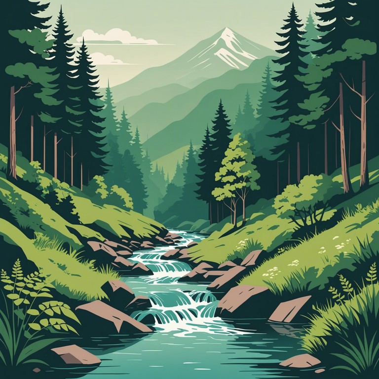 This piece features intricate guitar work intertwined with soft, flowing violin strains to evoke the serene beauty of a mountain stream. The music slowly builds in complexity, mimicking the journey of water from spring to river.