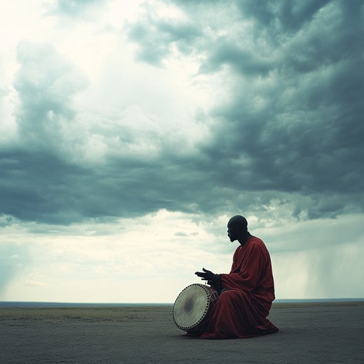 An instrumental that blends traditional african rhythms with modern sounds to evoke feelings of sorrow and nostalgia