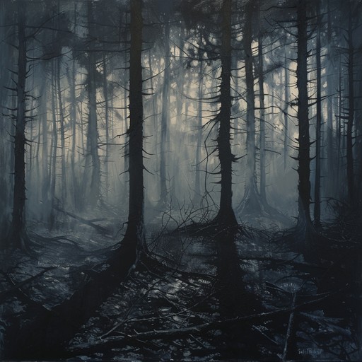 This instrumental track sets a scene in an enchanted forest filled with echoes of past spirits. The melody is driven by a dulcimer, creating an uncanny and slightly chaotic atmosphere. The interplay of light and shadow, combined with natural forest sounds, immerses listeners in a spooky adventure through dark woods.