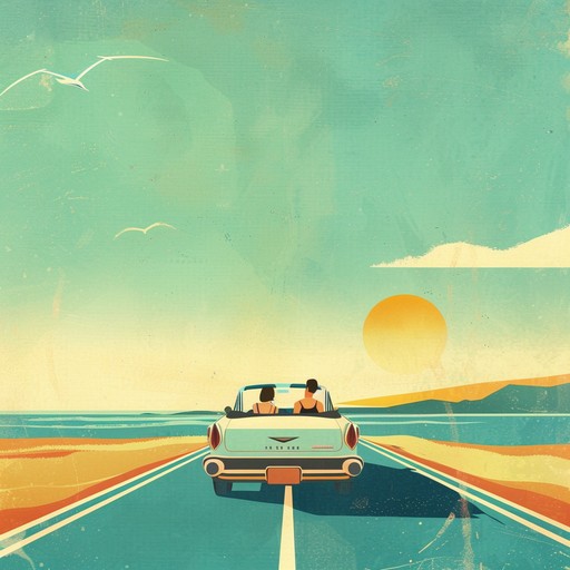 An upbeat, feel good indie instrumental featuring lively electric guitars and a driving rhythm, ideal for capturing the spirit of a spontaneous summer journey along the coast or countryside.