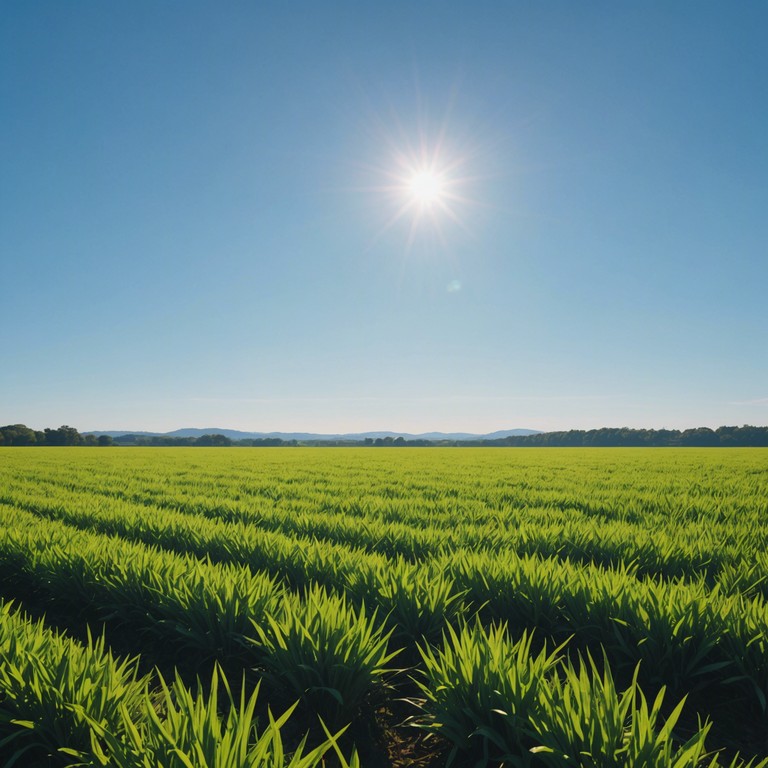 This instrumental piece uses classical guitar to convey the tranquility and timeless beauty of the countryside, inspired by traditional folk themes. The music flows with a gentle pace, emulating a leisurely walk through verdant fields under a clear sky.