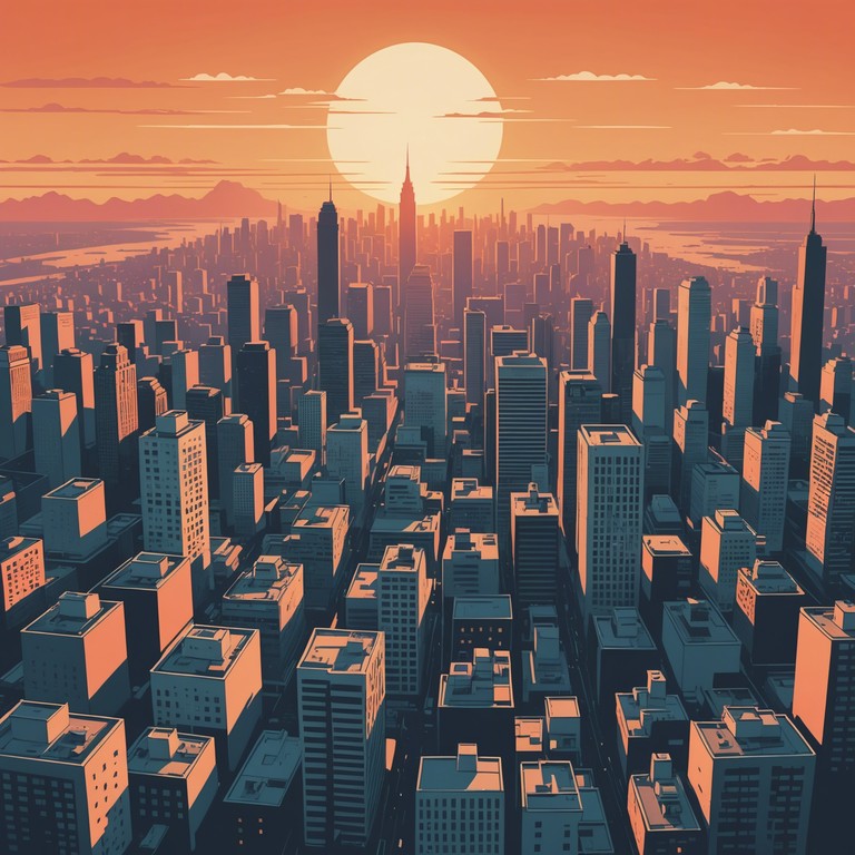 The scene describes a bustling city awakening gently to the day, captured in harmonious trip hop vibes with a soothing synthesizer creating the backdrop. The music invites listeners to embrace the day with a cheerful and optimistic spirit.