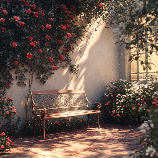 A soothing instrumental capturing the essence of a peaceful stroll through a sunlit garden in the 1950s. Gentle melodies create a nostalgic, serene atmosphere.