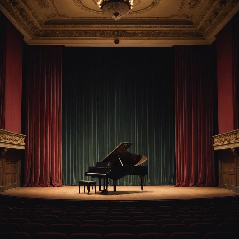 The song captures the essence of a bygone era on broadway, filled with the sound of a solitary piano playing in a grand theatre. Delicate and theatrical, it carries the listener through a nostalgic journey of classic performances and timeless melodies.