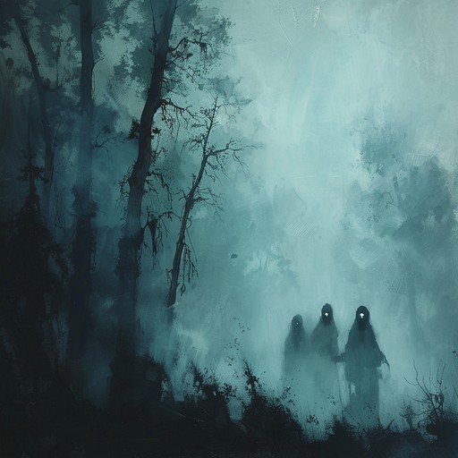 A dynamic instrumental capturing the essence of haunted echoes through ethereal beats and haunting melodies. The tune progresses with layers of electronic ambiance blending with whispering vocals and mysterious soundscapes, building an eerie atmosphere perfect for late night listening or halloween parties.