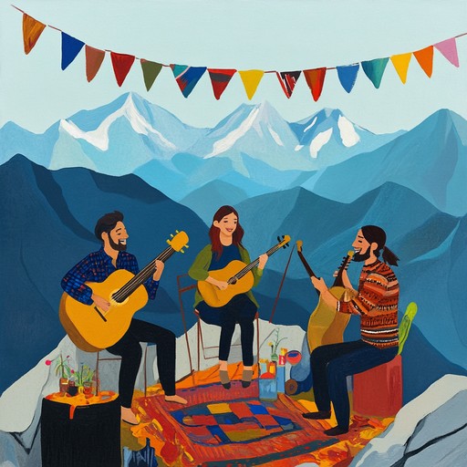 An exuberant bluegrass composition symbolizing festive mornings in the mountains. Joyous banjo tunes paired with spirited fiddle melodies and rhythmic guitar convey boundless joy.