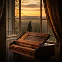 a serene baroque harpsichord piece mirroring the evening's calm