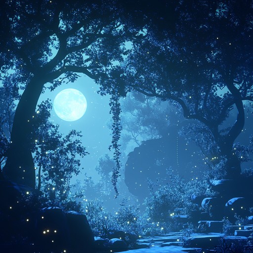 Be mesmerized by serene melodies echoing through an ethereal moonlit forest, creating a captivating, tranquil atmosphere filled with wonder and magic