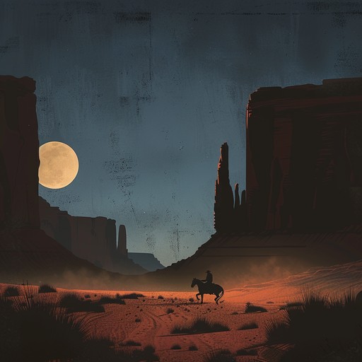 A gritty, suspense filled country track that follows a midnight desert journey. The acoustic guitar leads the way, accompanied by subtle percussion and ambient desert sounds. Each strum increases the tension, capturing the essence of navigating a treacherous landscape under the spectral glow of the moon.