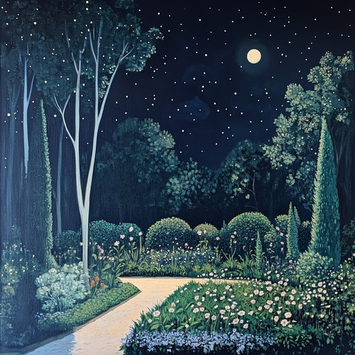 A delicate interplay of gentle violin and harp melodies that float gracefully over an ethereal soundscape. The timeless beauty of classical music merged with an ethereal ambiance, conjures images of a moonlit garden bathed in soft starlight, where each note is a glimmering star in the night sky.