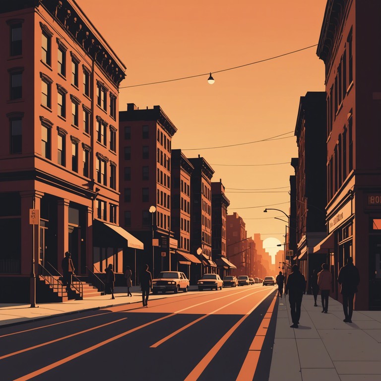 This piece captures the essence of an evocative evening in harlem featuring a heartfelt jazz trumpet melody, which narrates stories of the past filled with both joy and sorrow. The sound encapsulates the atmosphere of the historic neighborhood, evoking imagery of bustling streets gradually quieting down as the sun sets. The music is both reflective and uplifting, drawing on deep emotional connections to the place and its history