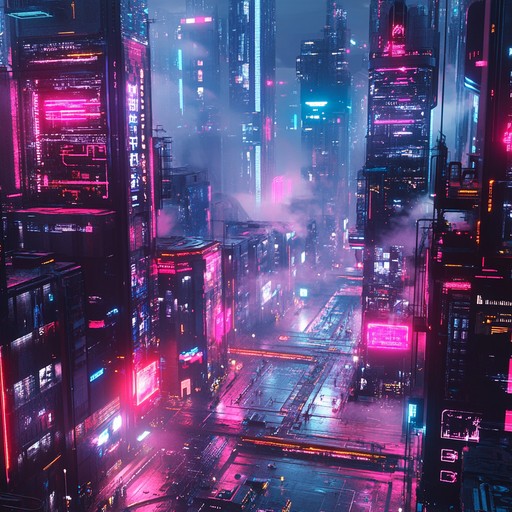 Cascading synths, throbbing bass, and intricate rhythms craft a vision of a neon lit metropolis. The upbeat and energetic melody creates an ecstatic, uplifting journey through a futuristic landscape.